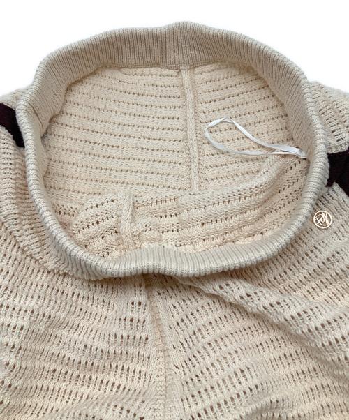 PRIORITY（プライオリティ）PRIORITY (プライオリティ) ラインニットパンツ アイボリー×ブラウン サイズ:38の古着・服飾アイテム
