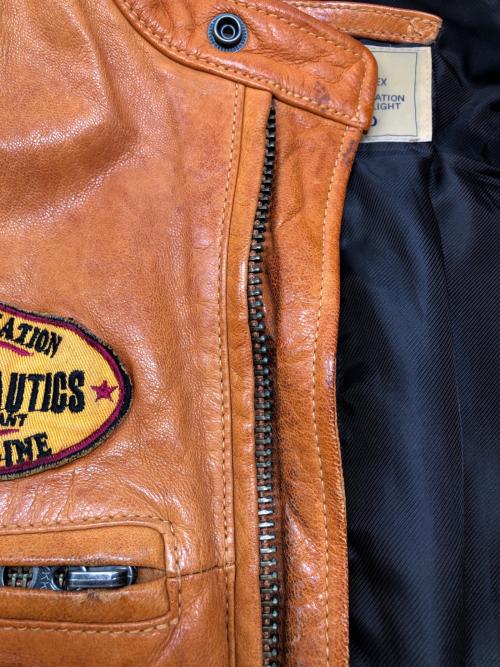 AVIREX（アヴィレックス）AVIREX (アヴィレックス) シングルライダースジャケット キャメル サイズ:Lの古着・服飾アイテム