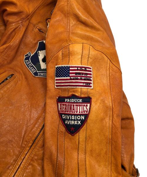 AVIREX（アヴィレックス）AVIREX (アヴィレックス) シングルライダースジャケット キャメル サイズ:Lの古着・服飾アイテム