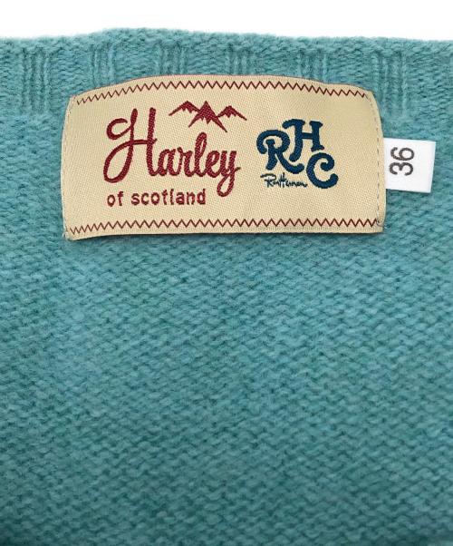 Harley of SCOTLAND（ハーレーオブスコットランド）Harley of SCOTLAND (ハーレーオブスコットランド) 厚手ニット　別注RHC スカイブルー サイズ:36の古着・服飾アイテム