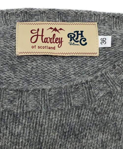 Harley of SCOTLAND（ハーレーオブスコットランド）Harley of SCOTLAND (ハーレーオブスコットランド) 厚手ニット　別注RHC グレー サイズ:36の古着・服飾アイテム