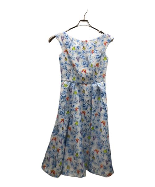 And Couture（アンドクチュール）And Couture (アンドクチュール) ノースリーブ・キャミソールワンピース ホワイト×ブルー サイズ:	SIZE M (38)の古着・服飾アイテム