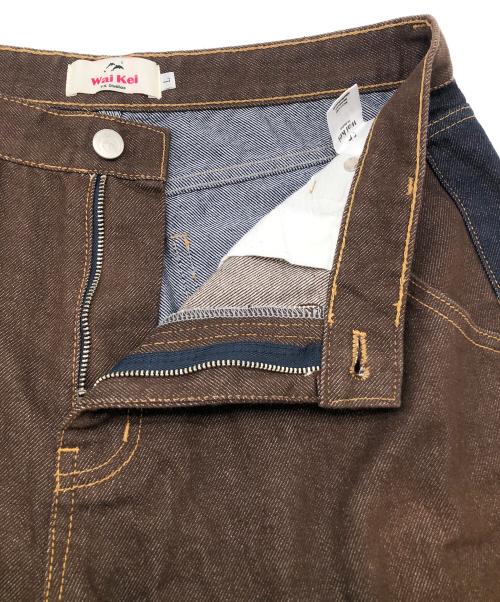 WAIKEI（ワイケイ）WAIKEI (ワイケイ) デニムパンツ ブラウン×ネイビー サイズ:Lの古着・服飾アイテム