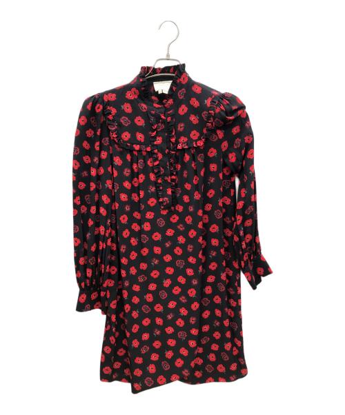Kate Spade（ケイトスペード）Kate Spade (ケイトスペード) 長袖ワンピース レッド×ブラック サイズ:XSの古着・服飾アイテム