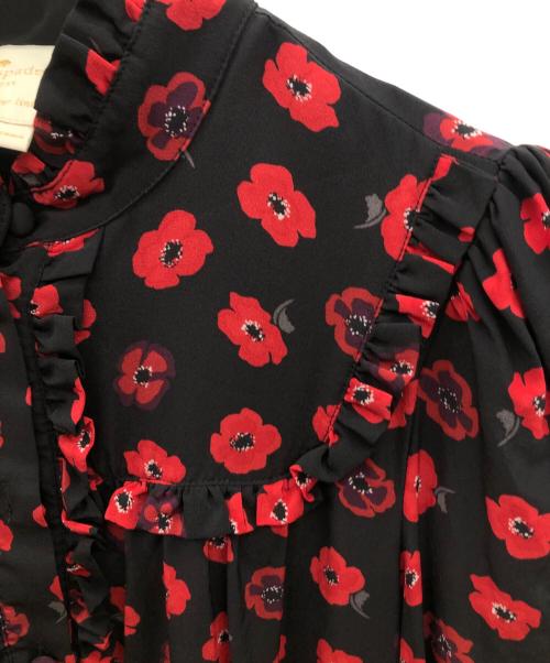 Kate Spade（ケイトスペード）Kate Spade (ケイトスペード) 長袖ワンピース レッド×ブラック サイズ:XSの古着・服飾アイテム