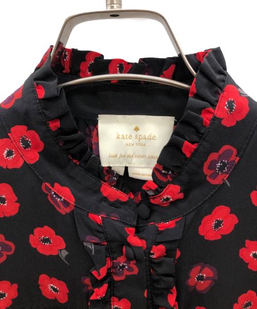 Kate Spade（ケイトスペード）Kate Spade (ケイトスペード) 長袖ワンピース レッド×ブラック サイズ:XSの古着・服飾アイテム