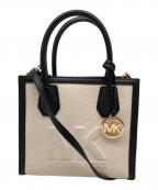 MICHAEL KORSマイケル・コース）の古着「Mercer Medium Logo Embossed Cotton Canvas Crossbody Bag」｜ホワイト×ブラック