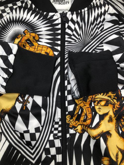 adidas（アディダス）adidas (アディダス) JEREMY SCOTT (ジェレミー スコット) MA-1ジャケット ホワイト×ブラック サイズ:XSの古着・服飾アイテム