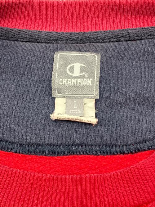 Champion（チャンピオン）Champion (チャンピオン) 90sクルーネックスウェット 銀タグ 目無し 古着 レッド サイズ:Lの古着・服飾アイテム