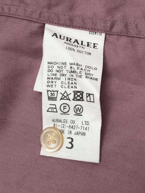 AURALEE（オーラリー）AURALEE (オーラリー) 半袖シャツ　WASHED FINX TWILL BIG HALF SLEEVED SHIRTS ピンク サイズ:3の古着・服飾アイテム