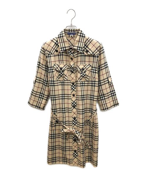 BURBERRY BLUE LABEL（バーバリーロンドンブルーレーベル）BURBERRY BLUE LABEL (バーバリーロンドンブルーレーベル) 半袖ワンピース ベージュ サイズ:38の古着・服飾アイテム