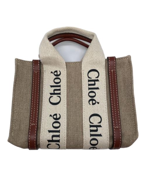 Chloe（クロエ）Chloe (クロエ) ウッディスモールトートバッグ ベージュ×ブラウンの古着・服飾アイテム