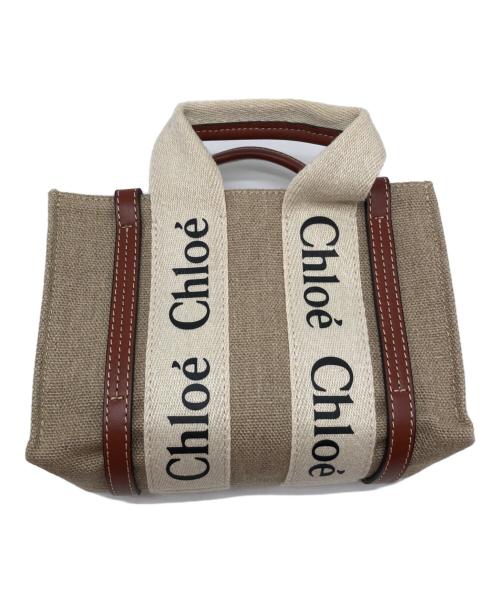 Chloe（クロエ）Chloe (クロエ) ウッディスモールトートバッグ ベージュ×ブラウンの古着・服飾アイテム