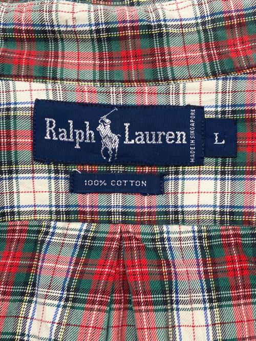 RALPH LAUREN（ラルフローレン）RALPH LAUREN (ラルフローレン) 90sチェックBDシャツ　古着 ホワイト×レッド×グリーン サイズ:Lの古着・服飾アイテム