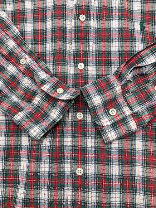 RALPH LAUREN（ラルフローレン）RALPH LAUREN (ラルフローレン) 90sチェックBDシャツ　古着 ホワイト×レッド×グリーン サイズ:Lの古着・服飾アイテム