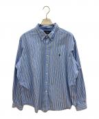 RALPH LAURENラルフローレン）の古着「90sストライプBDシャツ　古着」｜ブルー×ホワイト