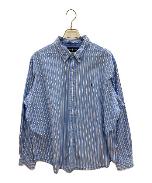 RALPH LAUREN（ラルフローレン）RALPH LAUREN (ラルフローレン) 90sストライプBDシャツ　古着 ブルー×ホワイト サイズ:XXLの古着・服飾アイテム