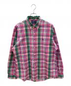 RALPH LAURENラルフローレン）の古着「90sチェックBDシャツ　古着」｜ピンク×グリーン
