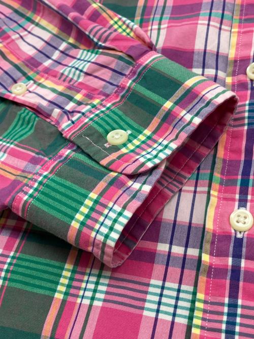 RALPH LAUREN（ラルフローレン）RALPH LAUREN (ラルフローレン) 90sチェックBDシャツ　古着 ピンク×グリーン サイズ:XLの古着・服飾アイテム
