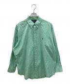 RALPH LAURENラルフローレン）の古着「90sチェックBDシャツ　古着」｜グリーン