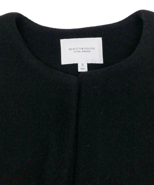 BEAUTY&YOUTH UNITED ARROWS（ビューティーアンドユースユナイテッドアローズ）BEAUTY&YOUTH UNITED ARROWS (ビューティーアンドユースユナイテッドアローズ) ビーバーノーカラーロングコート ブラック サイズ:Sの古着・服飾アイテム