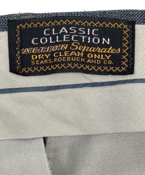 CLASSIC COLLECTION（クラシックコレクション）CLASSIC COLLECTION (クラシックコレクション) 70sチェックスラックス 　ロケットTALONジッパー　古着 グレー サイズ:36の古着・服飾アイテム