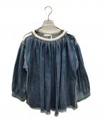 Chloeクロエ）の古着「デニムフリンジブラウス」｜スカイブルー