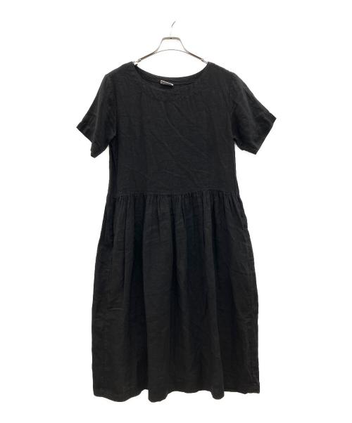 ARMEN（アーメン）ARMEN (アーメン) 半袖ワンピース　リネン100% ブラックの古着・服飾アイテム
