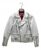 HORN WORKSホーンワークス）の古着「ダブルライダースジャケット」｜ホワイト