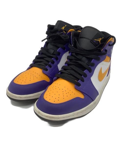 NIKE（ナイキ）NIKE (ナイキ) AIR JORDAN 1 MID パープル×イエロー サイズ:26cmの古着・服飾アイテム