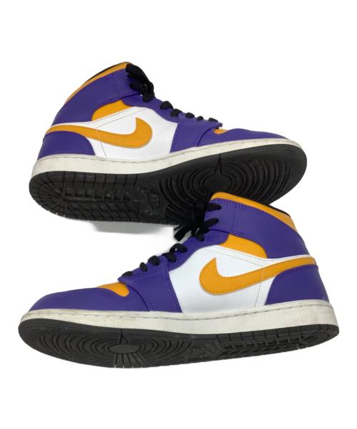 NIKE（ナイキ）NIKE (ナイキ) AIR JORDAN 1 MID パープル×イエロー サイズ:26cmの古着・服飾アイテム