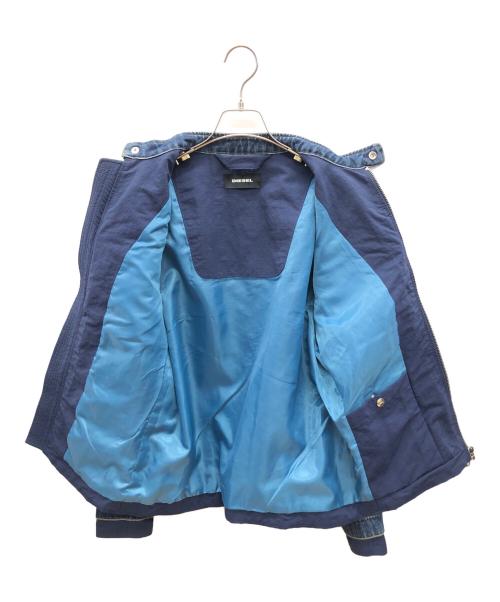 DIESEL（ディーゼル）DIESEL (ディーゼル) デニム切替シングルライダースジャケット ネイビー×インディゴ サイズ:Sの古着・服飾アイテム