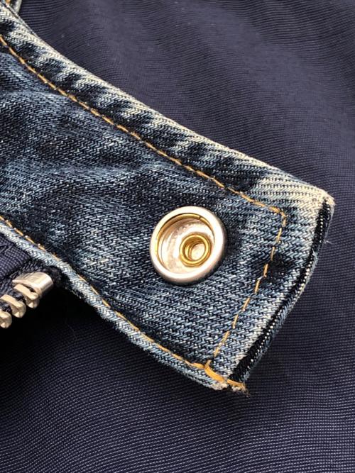 DIESEL（ディーゼル）DIESEL (ディーゼル) デニム切替シングルライダースジャケット ネイビー×インディゴ サイズ:Sの古着・服飾アイテム