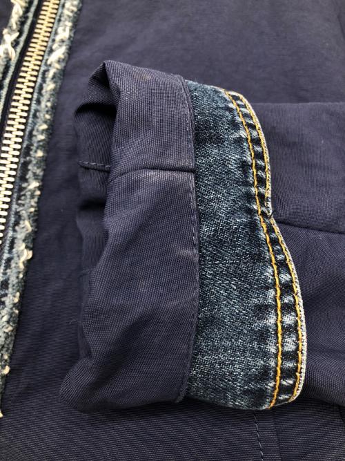DIESEL（ディーゼル）DIESEL (ディーゼル) デニム切替シングルライダースジャケット ネイビー×インディゴ サイズ:Sの古着・服飾アイテム