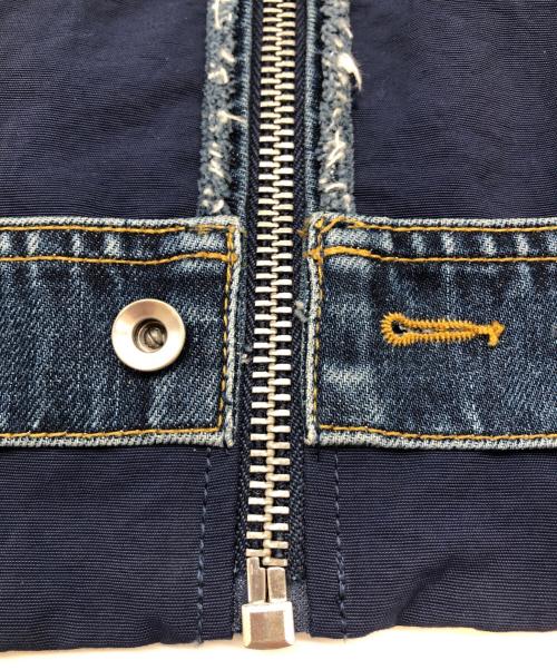 DIESEL（ディーゼル）DIESEL (ディーゼル) デニム切替シングルライダースジャケット ネイビー×インディゴ サイズ:Sの古着・服飾アイテム