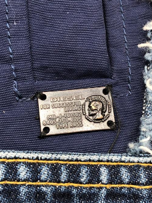 DIESEL（ディーゼル）DIESEL (ディーゼル) デニム切替シングルライダースジャケット ネイビー×インディゴ サイズ:Sの古着・服飾アイテム