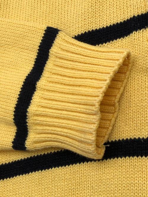 POLO RALPH LAUREN（ポロ・ラルフローレン）POLO RALPH LAUREN (ポロ・ラルフローレン) 00sハーフジップボーダーニット　古着 イエロー×ブラック サイズ:Ｓの古着・服飾アイテム