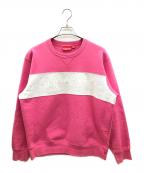 SUPREMEシュプリーム）の古着「裏起毛スウェット　Zig Zag Stitch Panel Crewneck」｜ピンク×ライトグレー