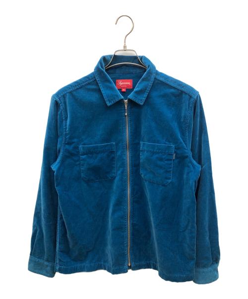 SUPREME（シュプリーム）SUPREME (シュプリーム) VELVET ZIP-UP OVERSHIRT　ベロア ライトブルー サイズ:Mの古着・服飾アイテム