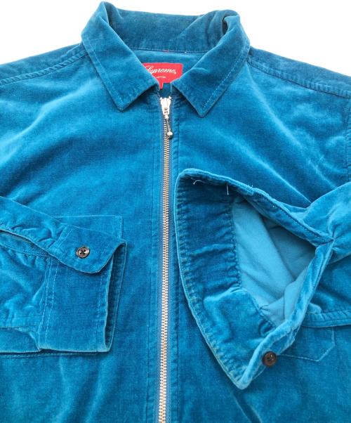SUPREME（シュプリーム）SUPREME (シュプリーム) VELVET ZIP-UP OVERSHIRT　ベロア ライトブルー サイズ:Mの古着・服飾アイテム