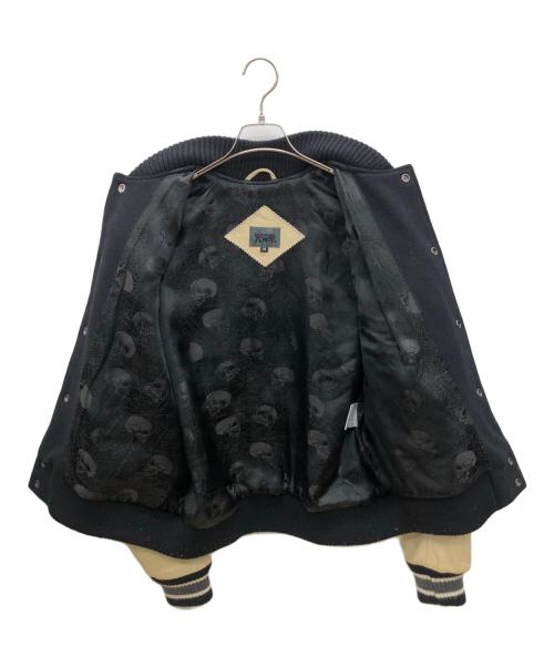 JKPD（ジャンキーパラダイス）JKPD (ジャンキーパラダイス) 袖レザースタジャン ブラック×ベージュ サイズ:Ｍの古着・服飾アイテム
