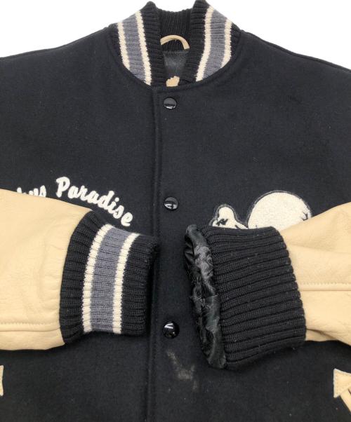 JKPD（ジャンキーパラダイス）JKPD (ジャンキーパラダイス) 袖レザースタジャン ブラック×ベージュ サイズ:Ｍの古着・服飾アイテム