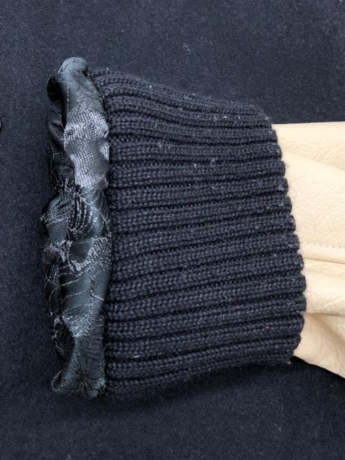 JKPD（ジャンキーパラダイス）JKPD (ジャンキーパラダイス) 袖レザースタジャン ブラック×ベージュ サイズ:Ｍの古着・服飾アイテム