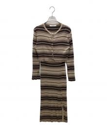 HER LIP TO（ハーリップトゥ）の古着「長袖ワンピース」｜ベージュ×ブラウン