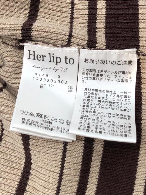 HER LIP TO（ハーリップトゥ）HER LIP TO (ハーリップトゥ) 長袖ワンピース ベージュ×ブラウン サイズ:Sの古着・服飾アイテム