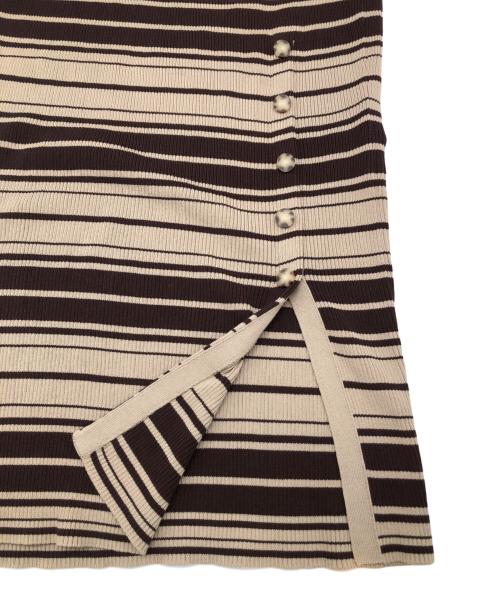 HER LIP TO（ハーリップトゥ）HER LIP TO (ハーリップトゥ) 長袖ワンピース ベージュ×ブラウン サイズ:Sの古着・服飾アイテム