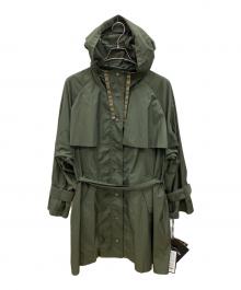 RUIRUE BOUTIQUE（ルイルエブティック）の古着「2in1ライトタフタアウターフード付きコート&パデットキルティングインナーコート　インナー欠品」｜カーキ