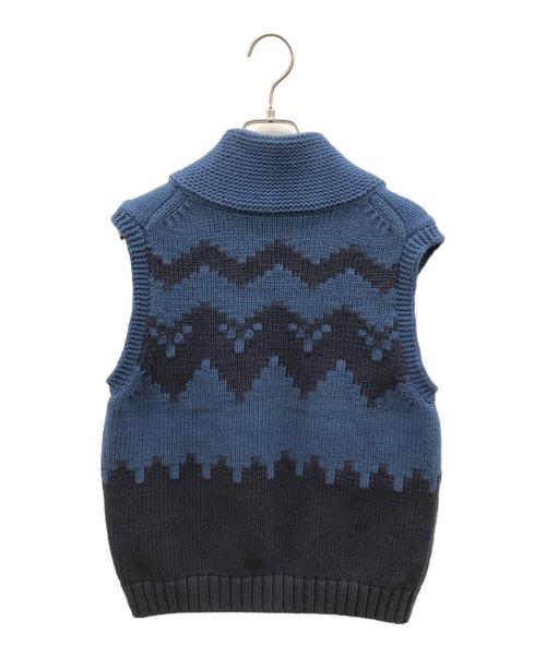 THE NORTHFACE PURPLELABEL（ザ・ノースフェイス パープルレーベル）THE NORTHFACE PURPLELABEL (ザ・ノースフェイス パープルレーベル) ニットベスト ネイビー×ブルー サイズ:WSの古着・服飾アイテム