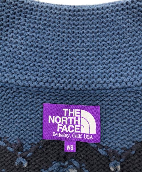 THE NORTHFACE PURPLELABEL（ザ・ノースフェイス パープルレーベル）THE NORTHFACE PURPLELABEL (ザ・ノースフェイス パープルレーベル) ニットベスト ネイビー×ブルー サイズ:WSの古着・服飾アイテム