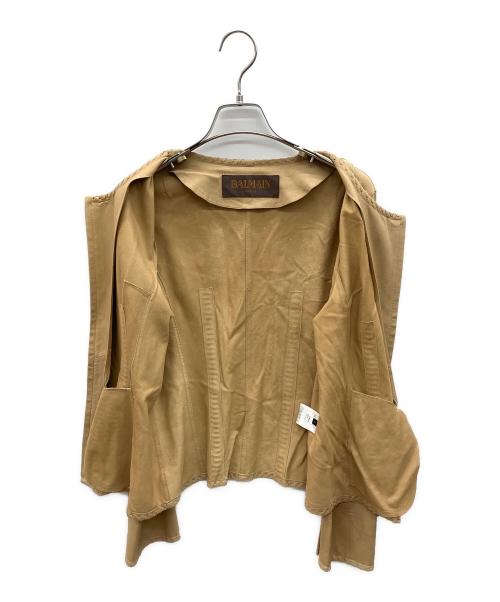 BALMAIN（バルマン）BALMAIN (バルマン) ゴートレザージャケット ブラウン サイズ:9の古着・服飾アイテム